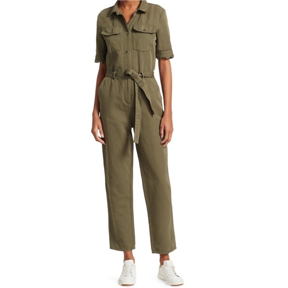Frame Army Green Green Short Sleeve Belted Jumpsuit Size XS
